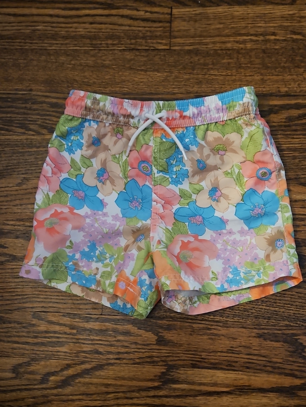 Janie and Jack Multicolor Floral Swim Trunks - Blue, Pink, Green, Cream